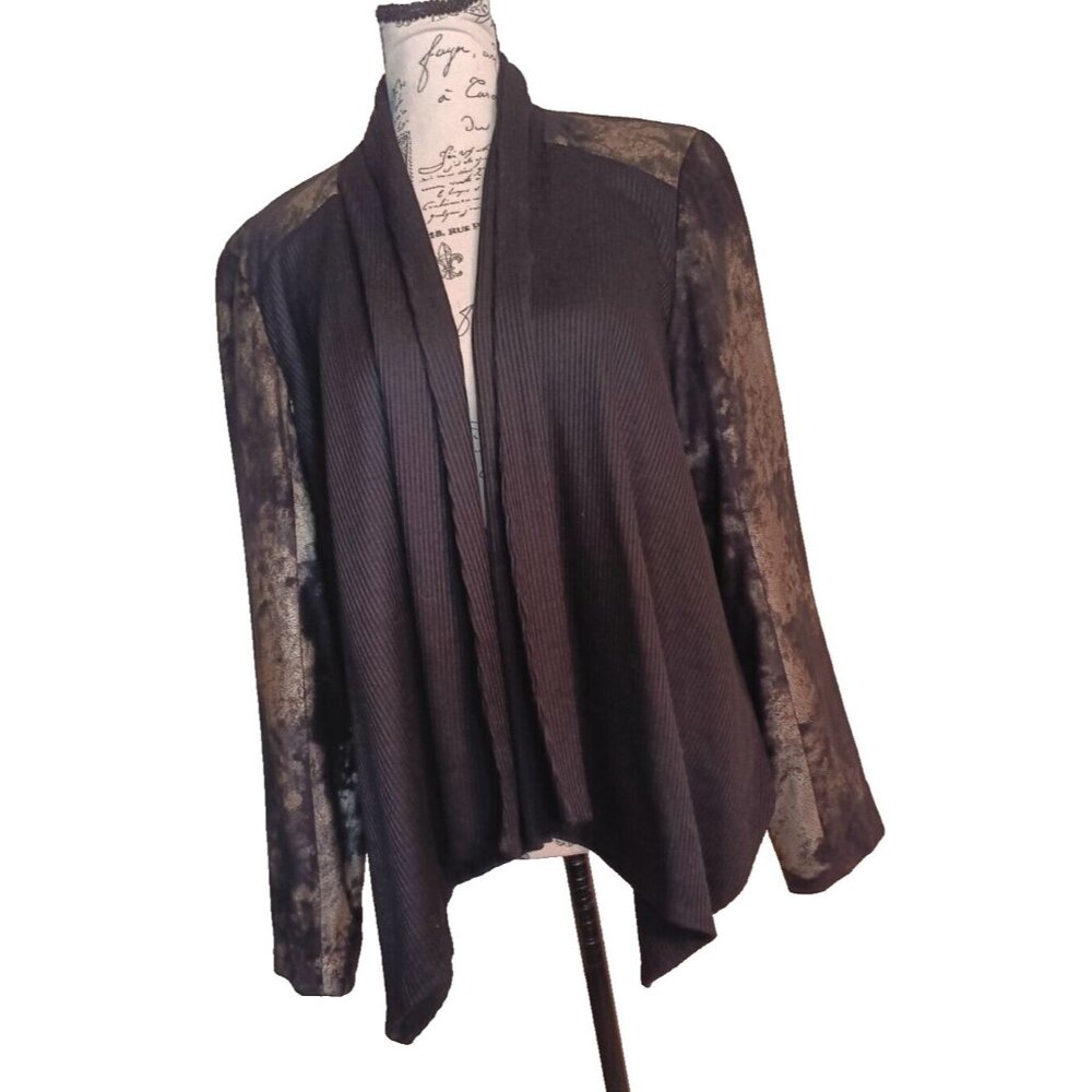 Anthracite by Muse Waterfall Cardigan, Size 8 Gunmetal Gray Silver, Black, Soft